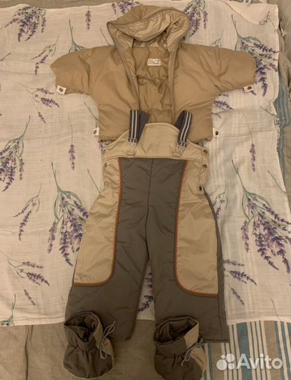 Зимний пуховый комбинезон трансформер 74-80