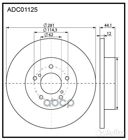 Диск тормозной зад ADC01125 allied nippon