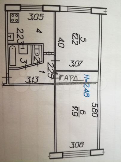 2-к. квартира, 45 м², 1/5 эт.