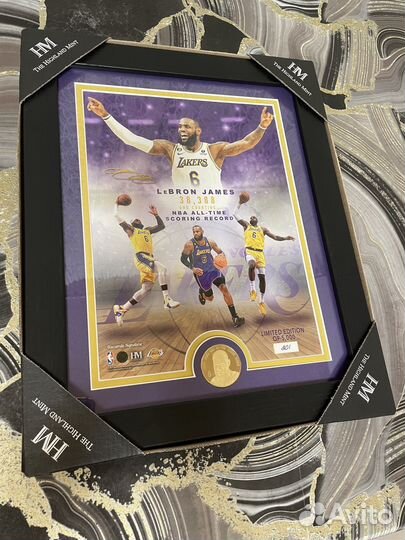 Картина Леброн Джеймс с монетой Лейкерс