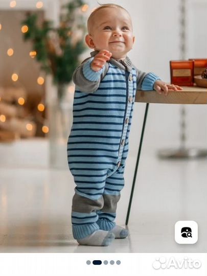 Вязанный комбинезон для новорожденного 80