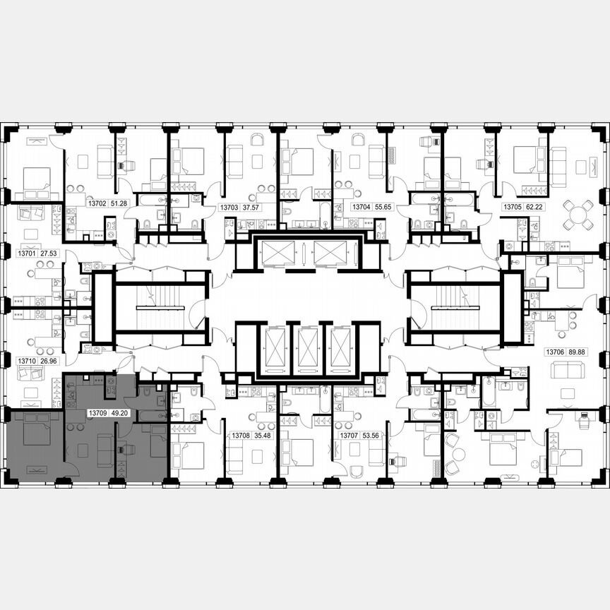 2-к. квартира, 49,2 м², 37/52 эт.
