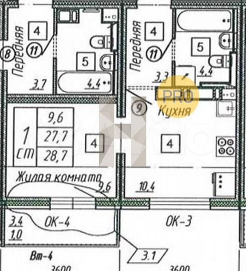 Квартира-студия, 28,7 м², 1/17 эт.