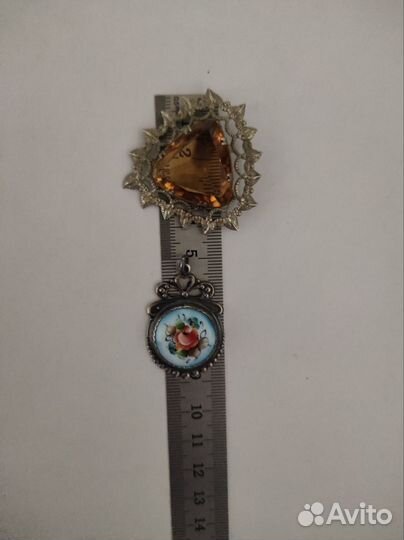 Брошь леденец, подвеска финифть, винтаж СССР