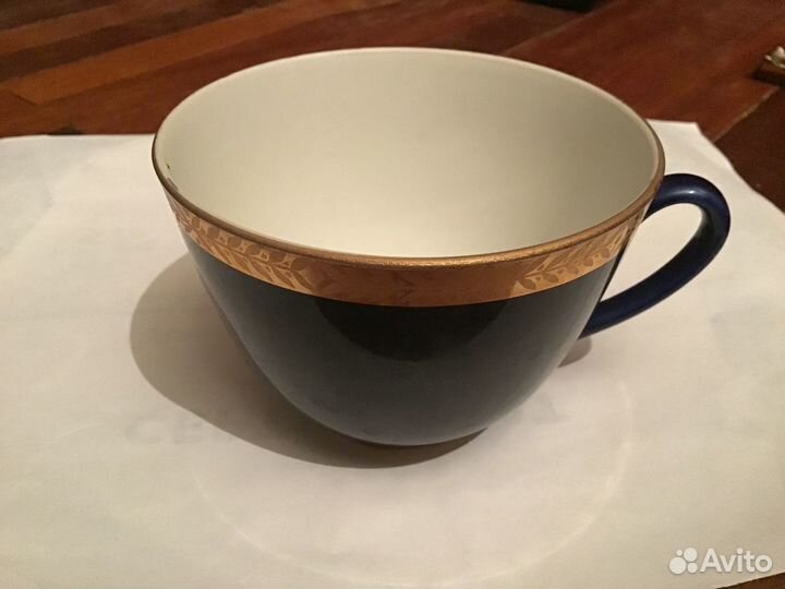 Чашка фарфор лфз, кобальт, позолота