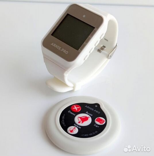 Комплекты вызова персонала: кнопка вызова и часы