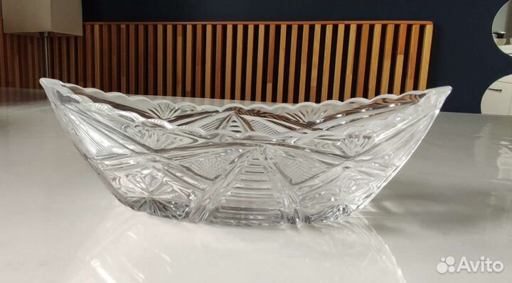 Хрустальная ваза лодочка СССР