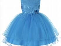 Платье праздничное голубое для девочки 8 лет