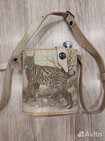 Фляга, фляжка натуральная кожа