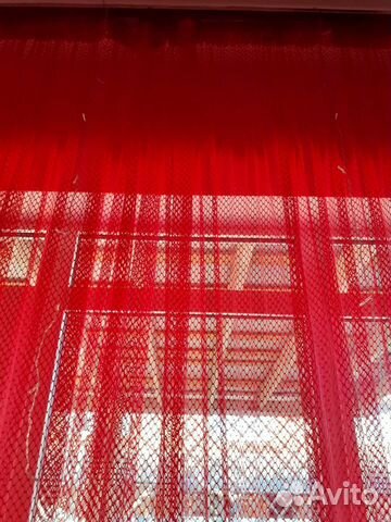 Тюль-сетка красный новый