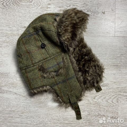 Твидовая шапка ушанка 59 см