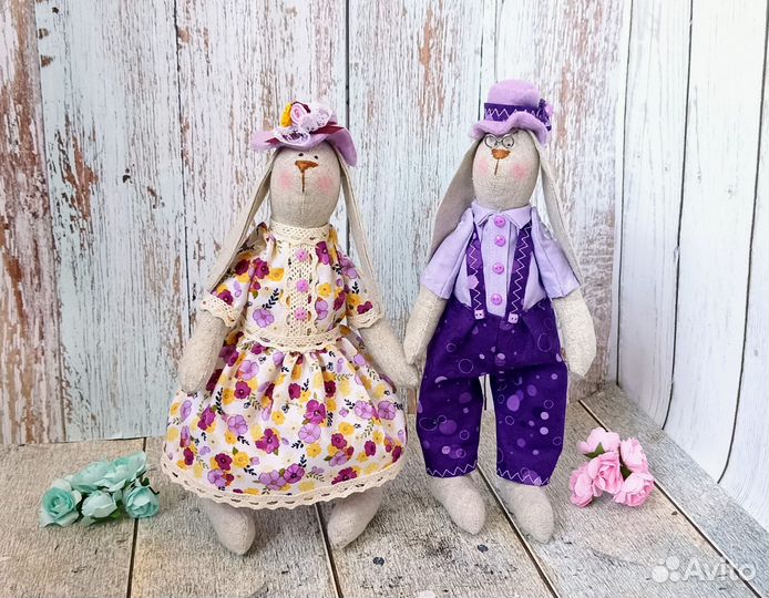 Зайцы авторская интерьерная игрушка