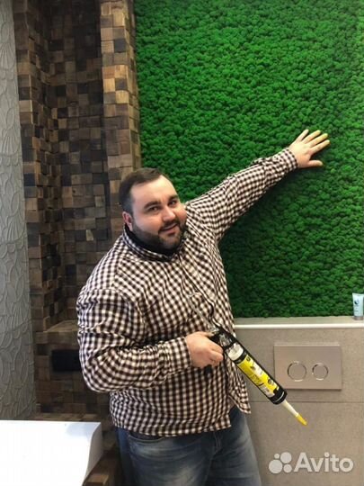 Стабилизированный мох, ягель, кочка, пласт, панно