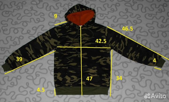 Толстовка с капюшоном на флисе, 134-140 см