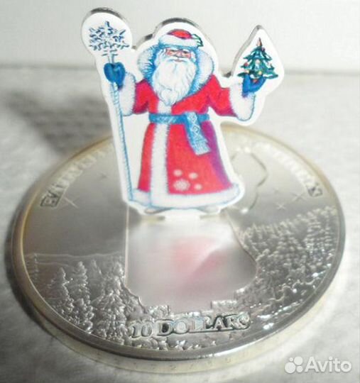 Науру, 10 долларов, 2008 год, Дед Мороз, серебро