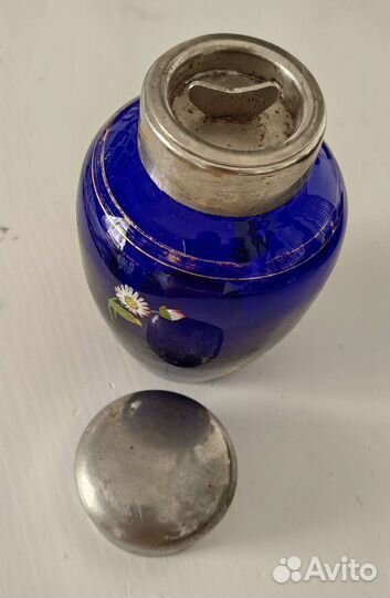 Чайница СССР, кобальтовое стекло