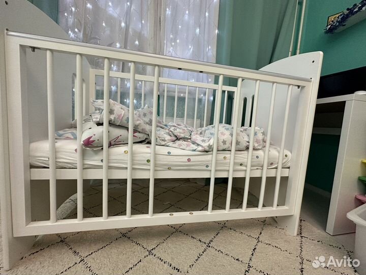 Детская кроватка белая Матрас в подарок