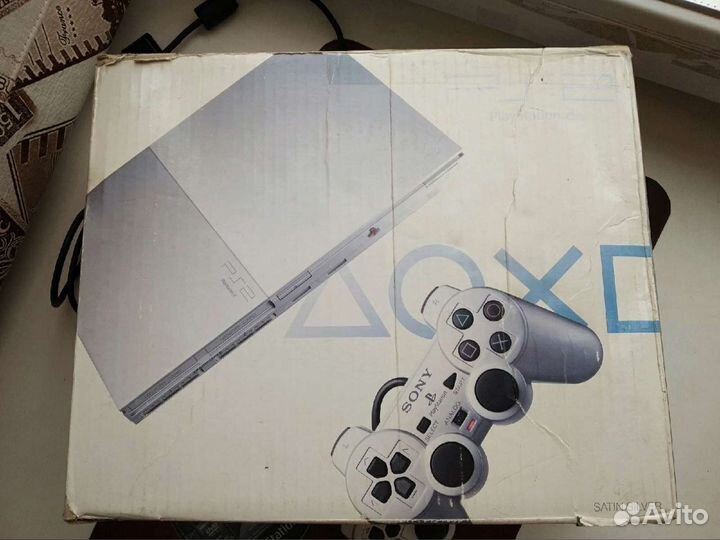 Sony PS2 silver в коробке + 3 игры