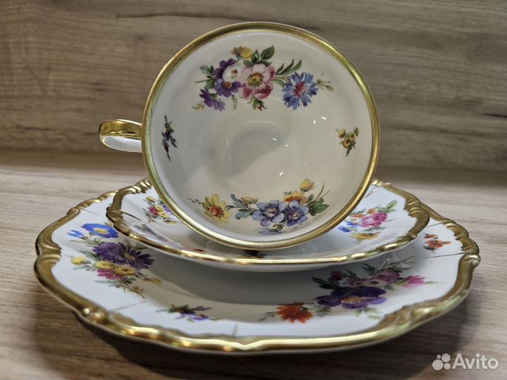 Чайное трио Edelstein Фарфор Германия Винтаж Антик