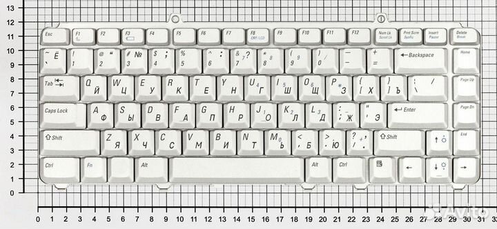 Клавиатура для Dell Inspiron 1420 1520 серебристая