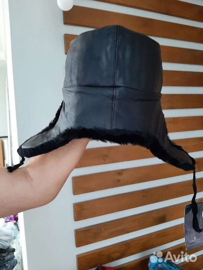 Мужская ушанка кожа