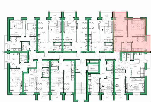 2-к. квартира, 55,3 м², 7/9 эт.