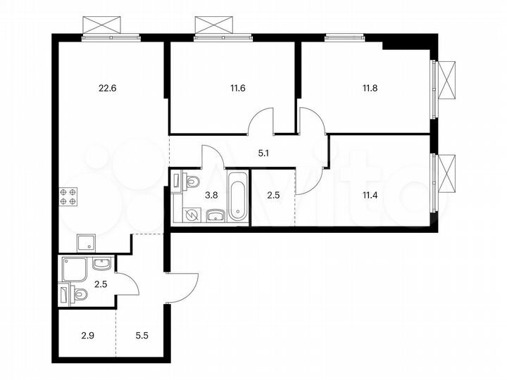 3-к. квартира, 79,7 м², 13/25 эт.