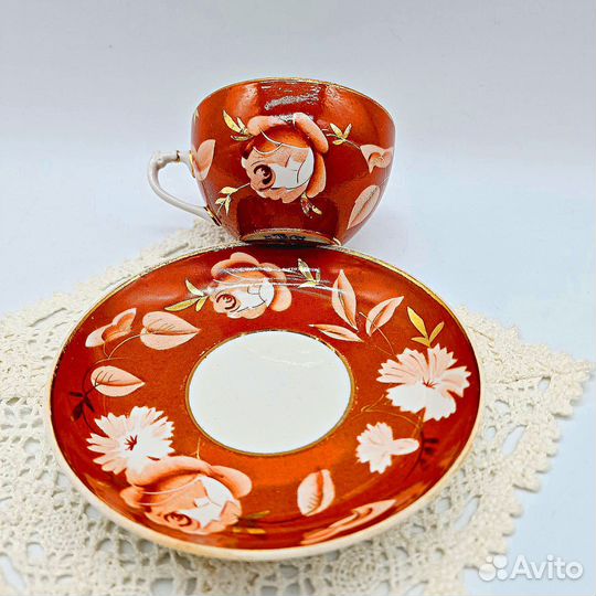 Чайная пара Дулево Терракотовая