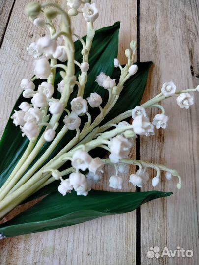 Букет цветы ландыши из холодного фарфора