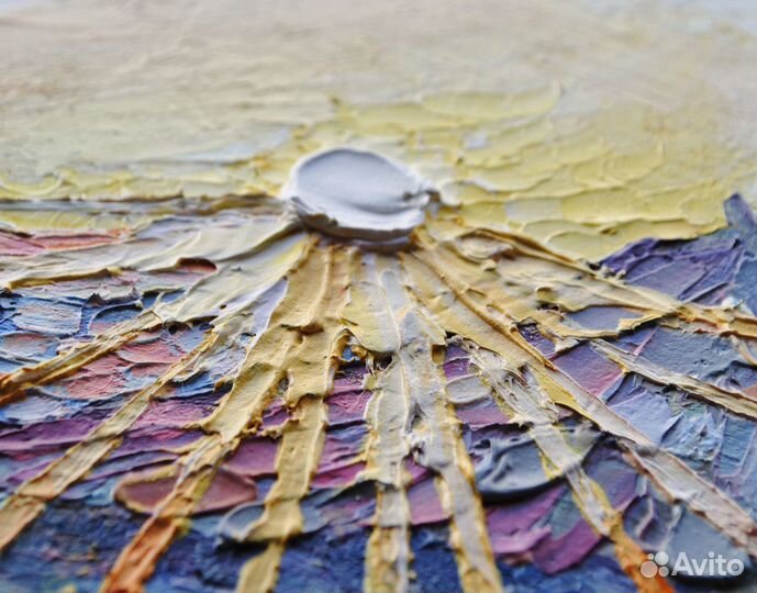 Картинa Крым морской пейзаж с закатом маслом