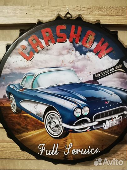 Декор на стену пробка пивная Car show Corvette