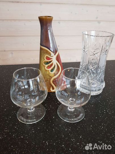 Ваза керамика, бокалы для коньяка