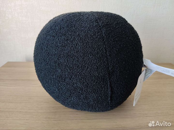 Подушка декоративная букле Чёрный шар, мяч, 40 см