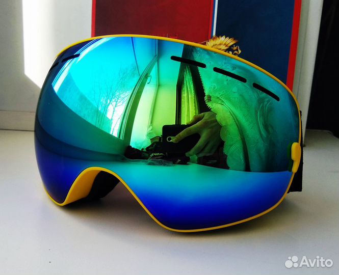 Новые очки для сноуборда, желтая оправа и другие