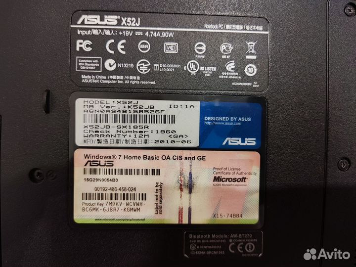 Ноутбук asus k52J