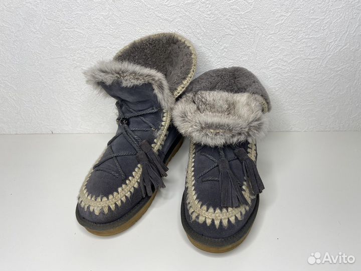 Зимние ботинки натуральная замша серые размер 40