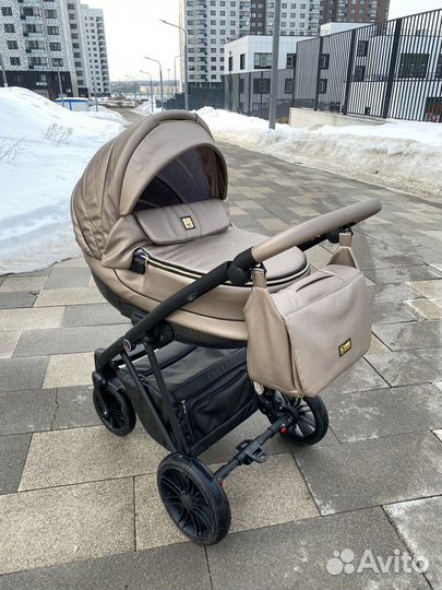 Коляска Camarelo Zeo 2в1 экокожа Шампань
