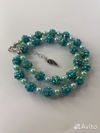 Зеленые бусы шамбала стразы 44 см