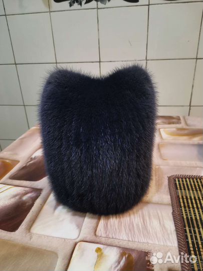 Шапка женская норковая вязаная