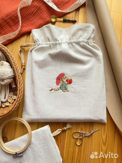 Мешочки с вышивкой. Ручная работа