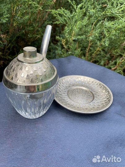 Горчичница СССР на подставке с ложкой