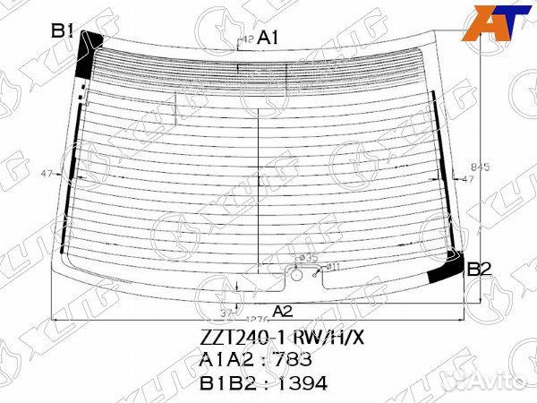 Стекло заднее toyota allion