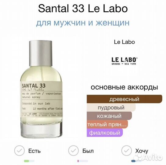 Le labo santal 33 духи высокой концентрации