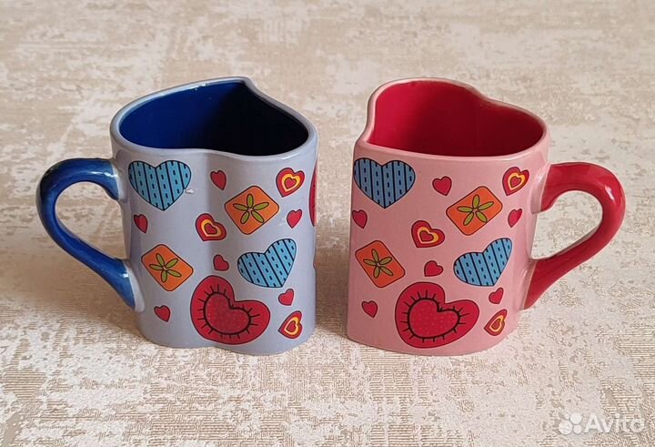 Кружки, форма сердце, пара, новые