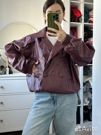 Кожаная куртка бомбер бордовая to be blossom M