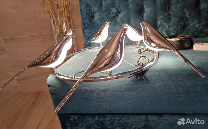 Люстра, светильник хром птички Nomi