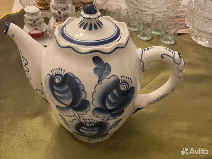 Большой чайник Гжель СССР