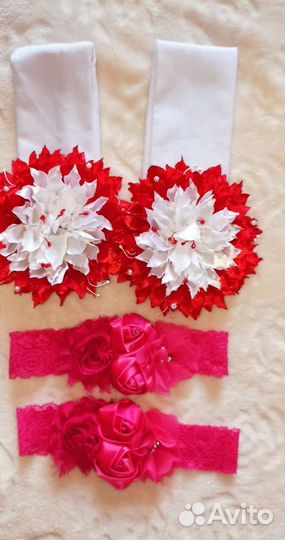 Повязки и брошки для девочек двойняшек пакетом