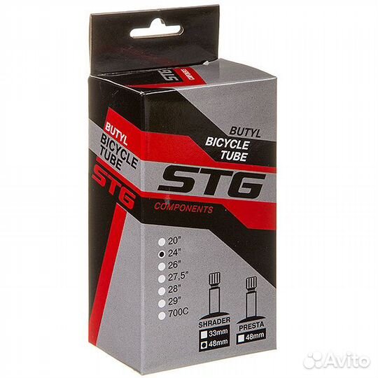 Камера велосипедная STG, бутил,24Х1,75/1,95 автони