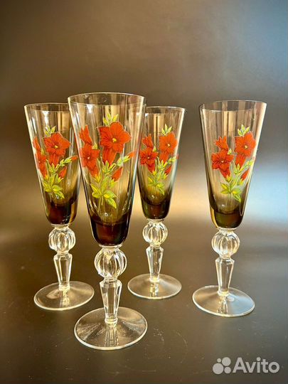 Фужеры (бокалы) «Суздаль» времен СССР с рисунками